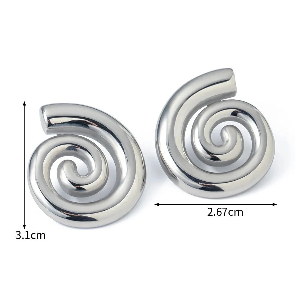 Boucles d'oreilles en forme de spirale bombée argent
