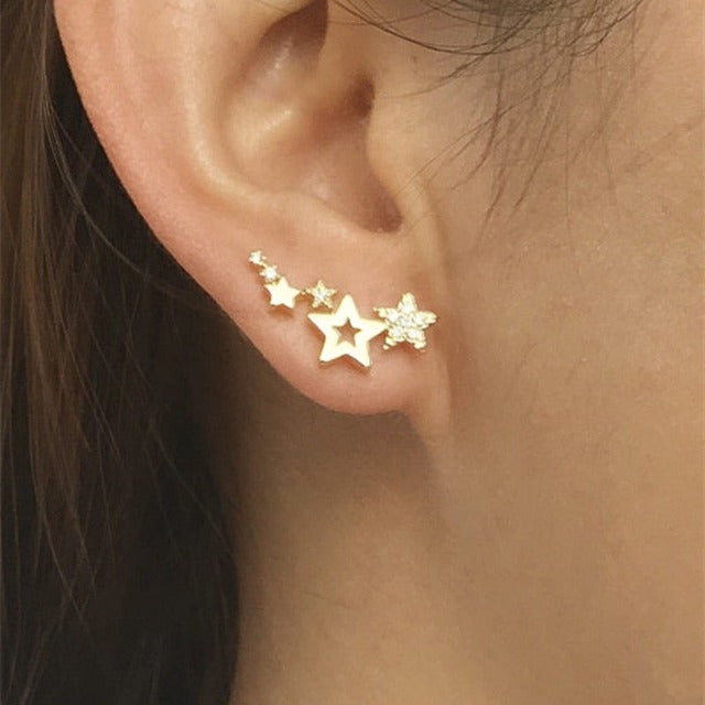 Star Piercing Earrings Gold