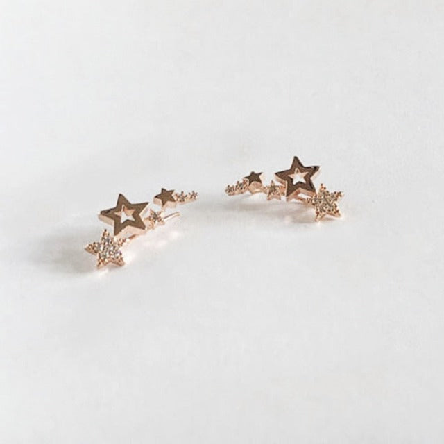 Star Piercing Earrings Rose Gold