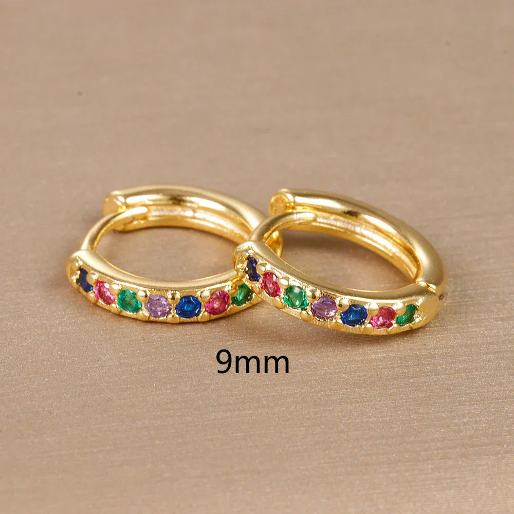 Boucles d'oreilles femme arc-en-ciel or