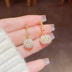Women's Earrings with Pearls and Rhinestones