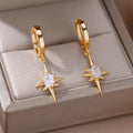 Women's Earrings Star Hoop and Zircon