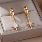 Women's Earrings Star Hoop and Zircon