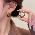 Women's Earrings Tiger Eye Hoops