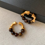 Women's Earrings Tiger Eye Hoops