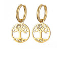 Boucles d'Oreilles Femme Créoles Pendantes Arbre de Vie or