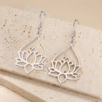 Women's Hanging Lotus Flower Earrings Silver