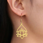 Women's Hanging Lotus Flower Earrings Gold