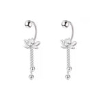 Boucles d'Oreilles Femme Pendantes Fleur de Lotus Argentées