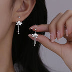 Boucles d'Oreilles Femme Pendantes Fleur de Lotus Argentées