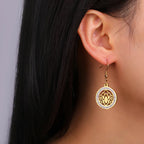 Women's Dangling Lotus Flower Earrings Dawapara gold