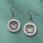 Women's Dangling Lotus Flower Earrings Dawapara silver