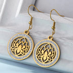 Women's Dangling Lotus Flower Earrings Dawapara gold