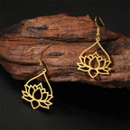 Women's Hanging Lotus Flower Earrings Gold