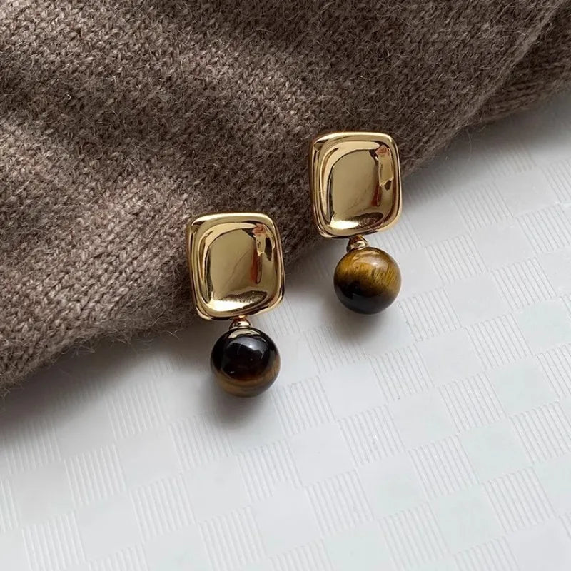 Women's Earrings Tiger Eye Stone