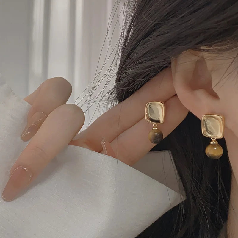 Women's Earrings Tiger Eye Stone