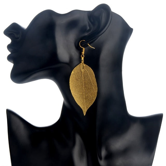 Bohemian Leaf Gold Earrings