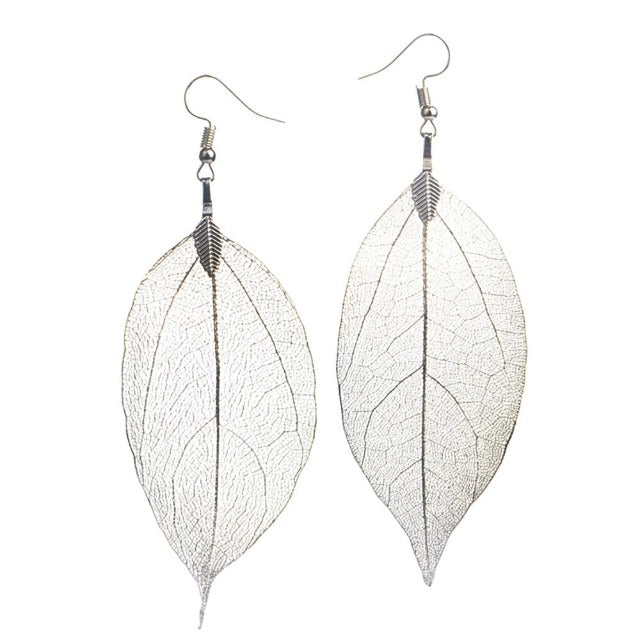 Bohemian Leaf Silver Earrings