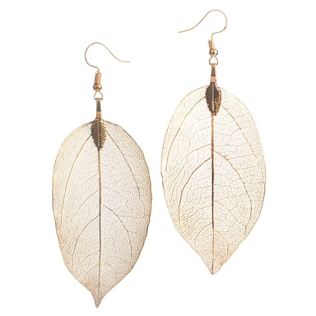 Bohemian Leaf Beige Earrings