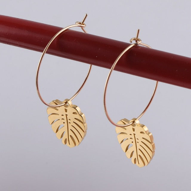 Gold Palm Leaf Earrings