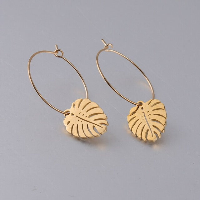Gold Palm Leaf Earrings