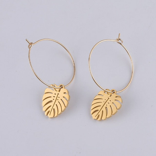 Gold Palm Leaf Earrings