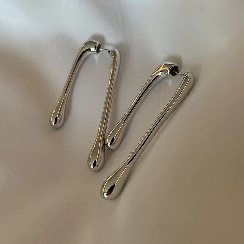 Fine Stud Earrings Water Drop Silver