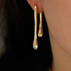 Fine Stud Earrings Water Drop Gold