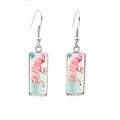 Boucles d'Oreilles Flamants Roses Pendantes Rose Et Bleu
