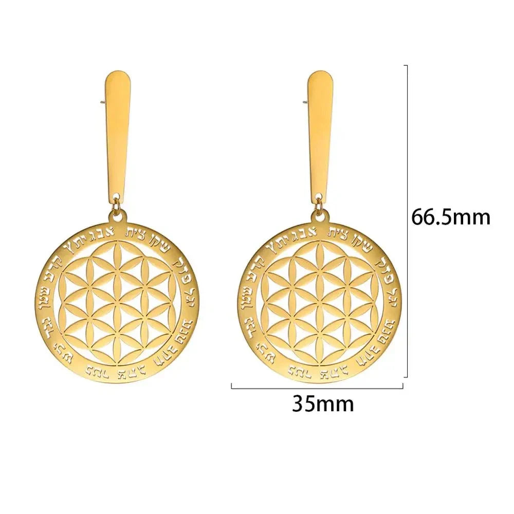 Flower of Life Gold Dangle Earrings