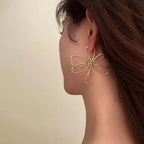 Vintage Asymmetric Flower Stud Earrings Gold