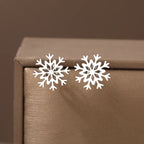 Snowflake Stud Earrings for Women Silver