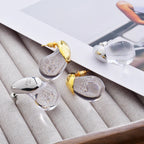 Transparent Water Drop Stud Earrings gold