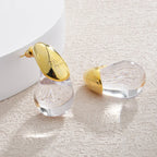 Transparent Water Drop Stud Earrings gold