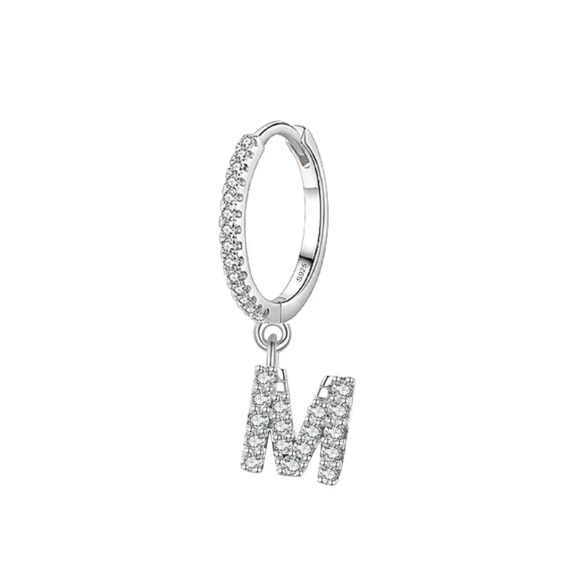 Boucles d'oreilles créoles avec initiale m