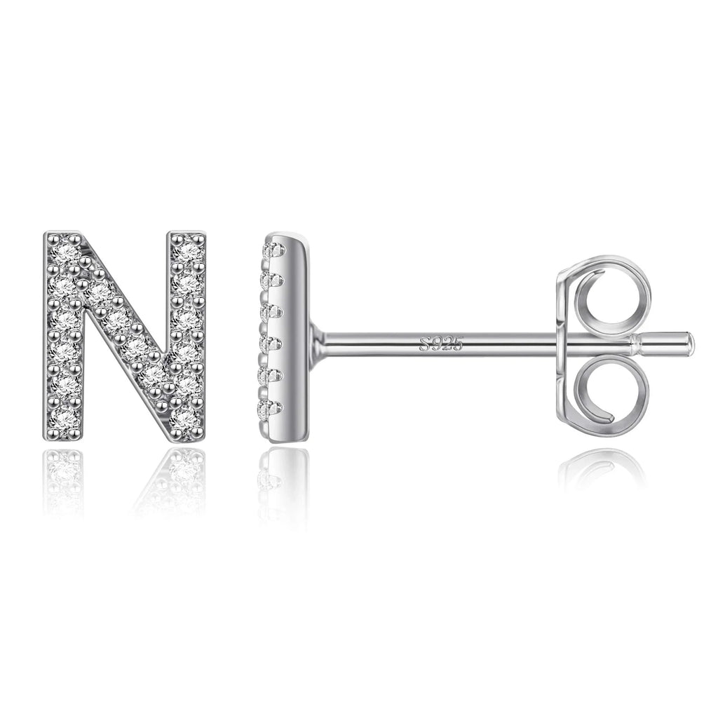 Boucles d'oreilles initiale argent n