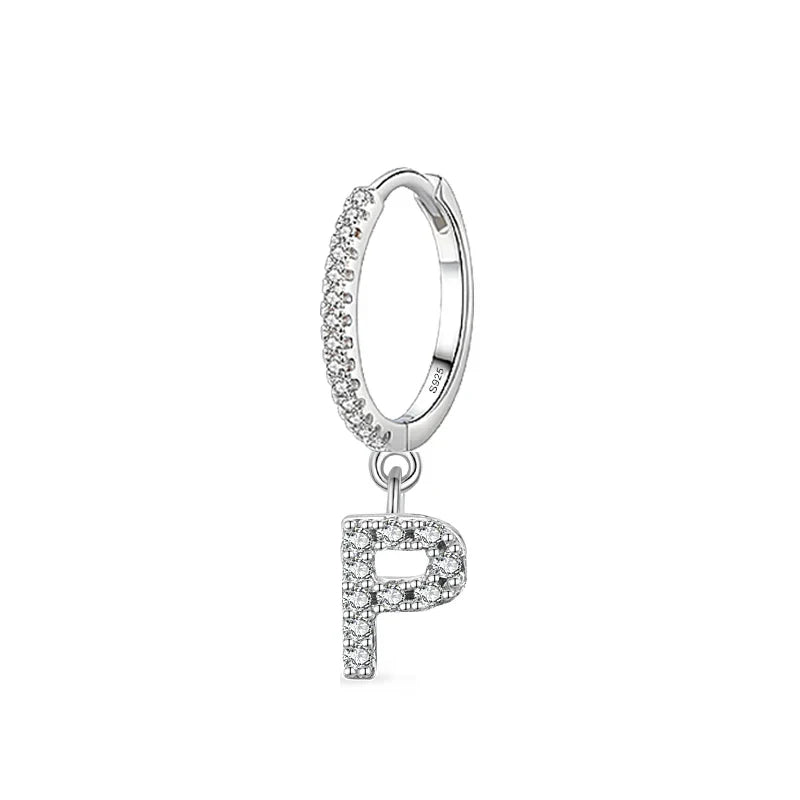Boucles d'oreilles créoles avec initiale p