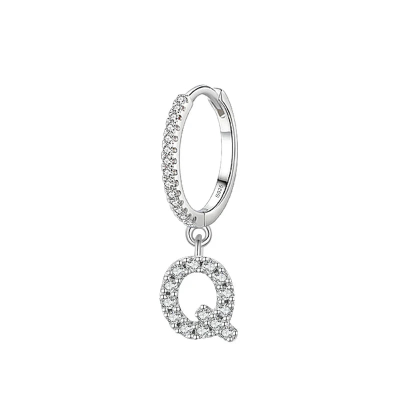 Boucles d'oreilles créoles avec initiale q