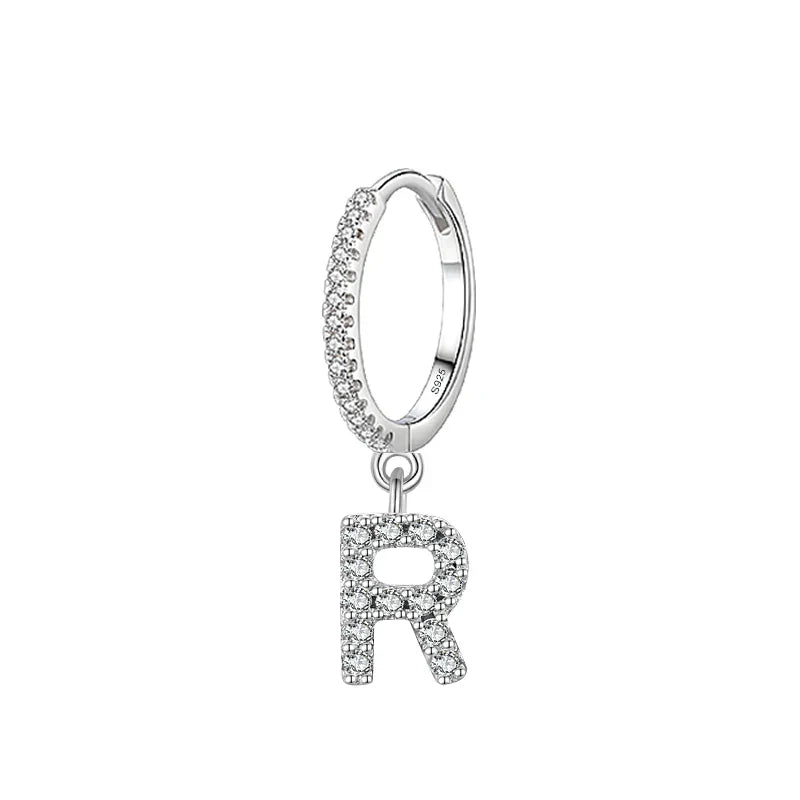 Boucles d'oreilles créoles avec initiale r