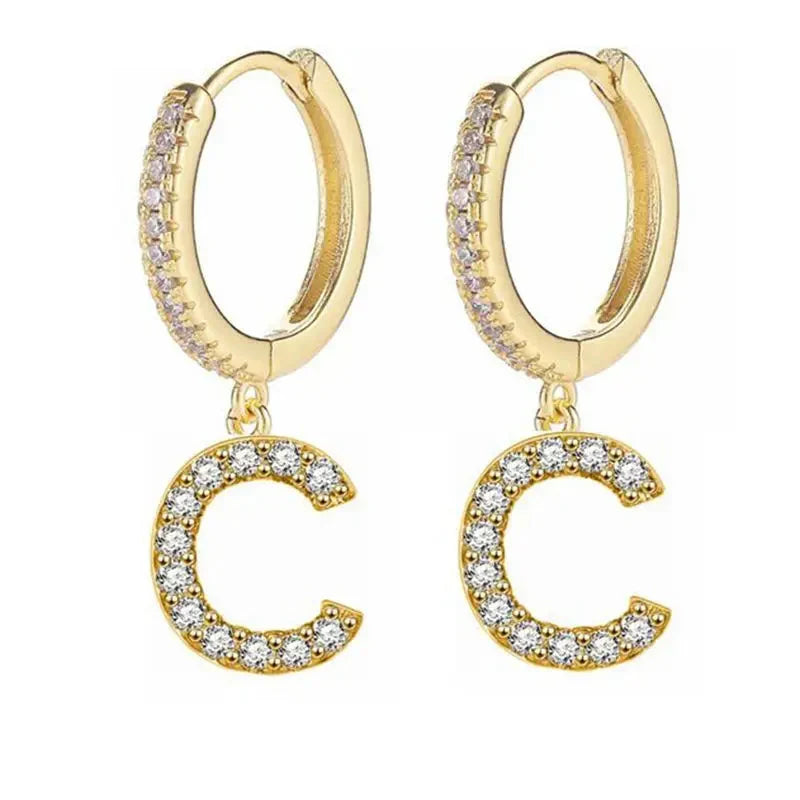 Boucles d'oreilles créoles avec initiale femme c