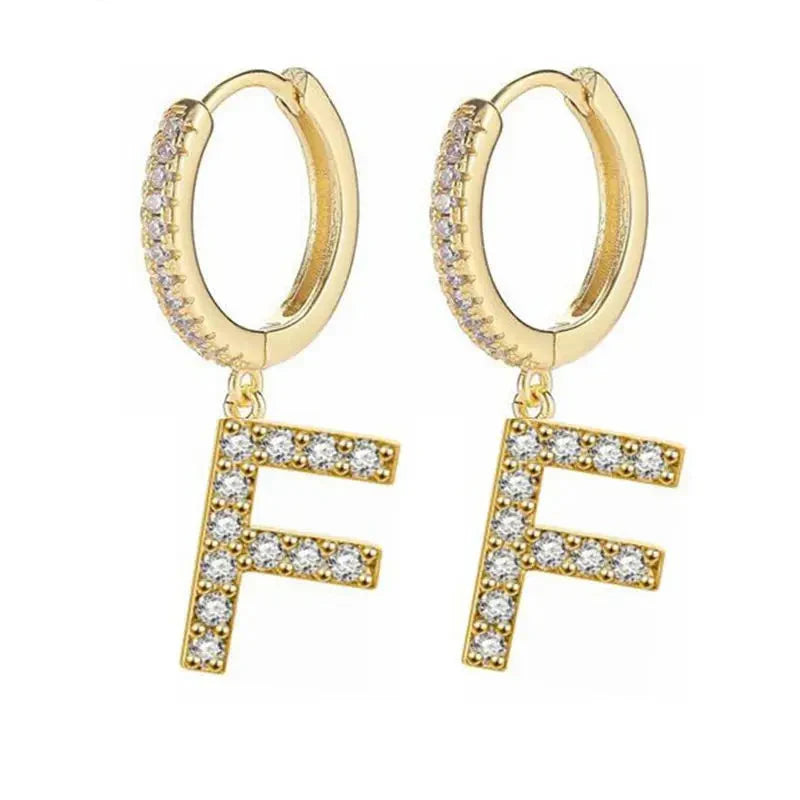 Boucles d'oreilles créoles avec initiale femme f