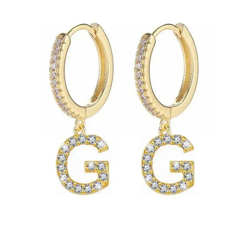 Boucles d'oreilles créoles avec initiale femme g