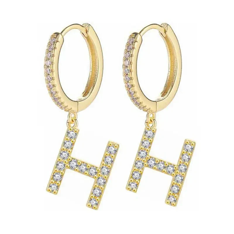 Boucles d'oreilles créoles avec initiale femme h