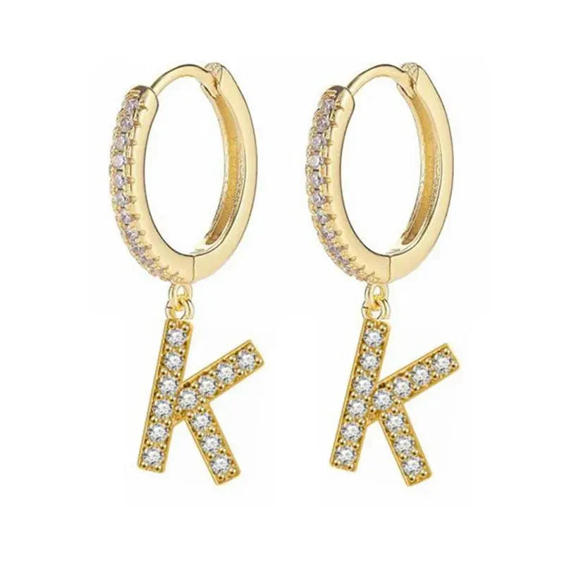 Boucles d'oreilles créoles avec initiale femme k