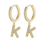 Boucles d'oreilles créoles avec initiale femme k