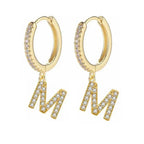 Boucles d'oreilles créoles avec initiale femme m