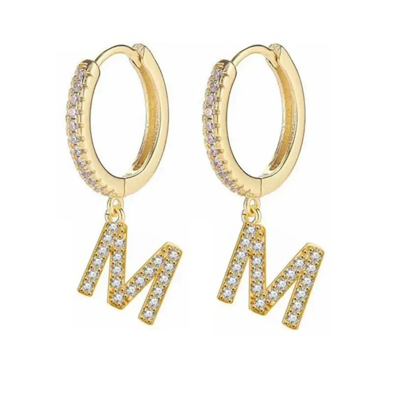 Boucles d'oreilles créoles avec initiale femme m