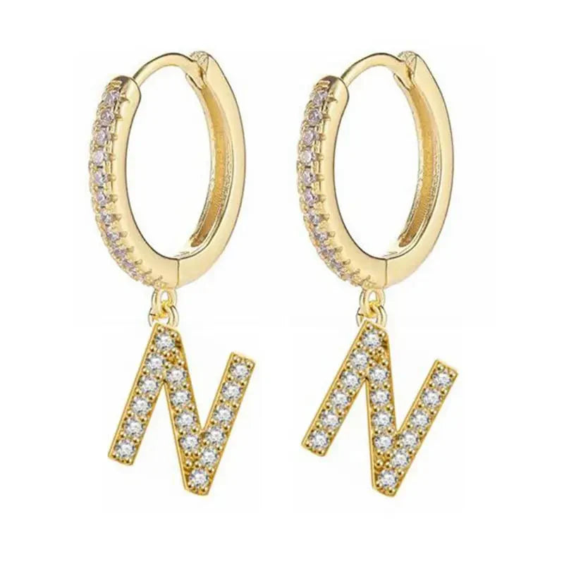 Boucles d'oreilles créoles avec initiale femme n