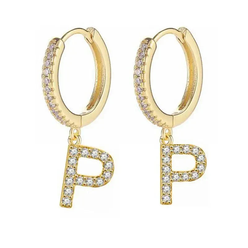 Boucles d'oreilles créoles avec initiale femme p