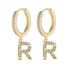 Boucles d'oreilles créoles avec initiale femme r